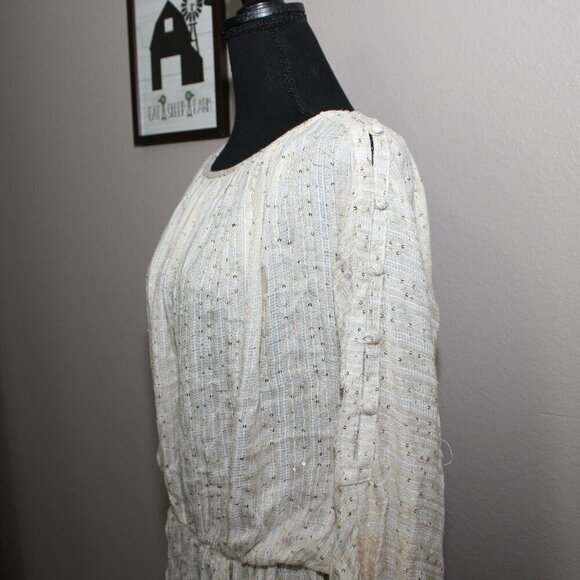 Free People Womens Little Shine Tunic NWT Sequins Cream Size Small Boho Peasant - Picture 2 of 10